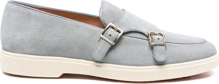 Double-Buckle Suede Loafers