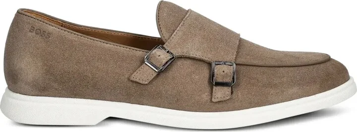 Double-Buckle Suede Loafers
