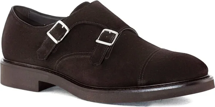 Double-Buckle Suede Monk Shoes - Image 2