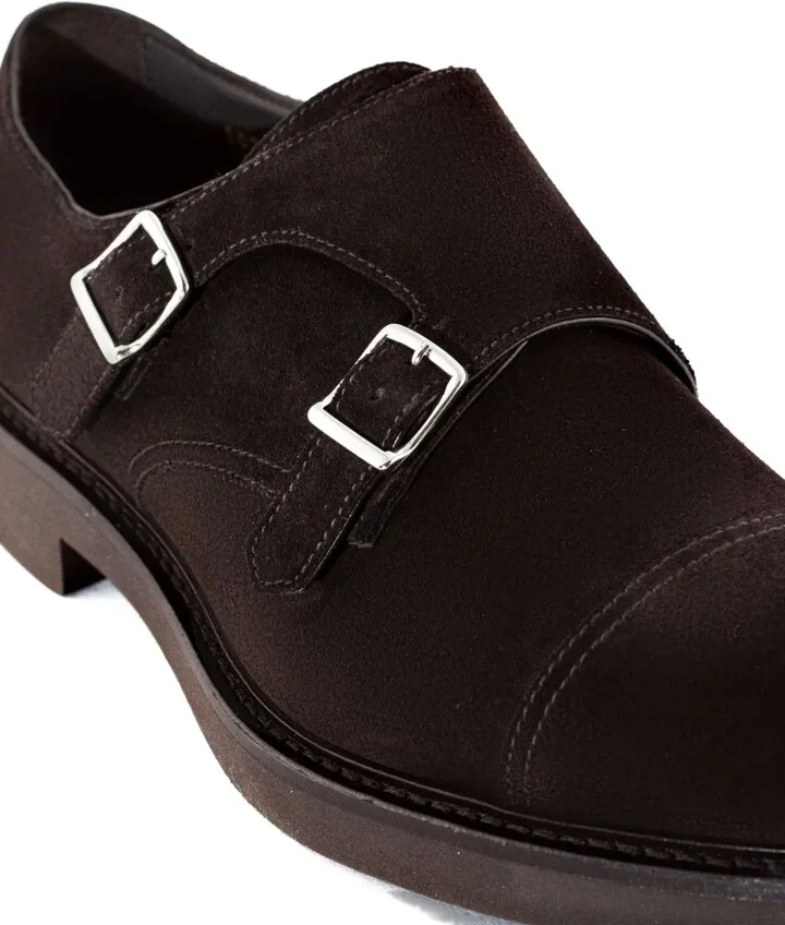 Double-Buckle Suede Monk Shoes - Image 5