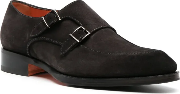 Double-Buckle Suede Monk Shoes - Image 2