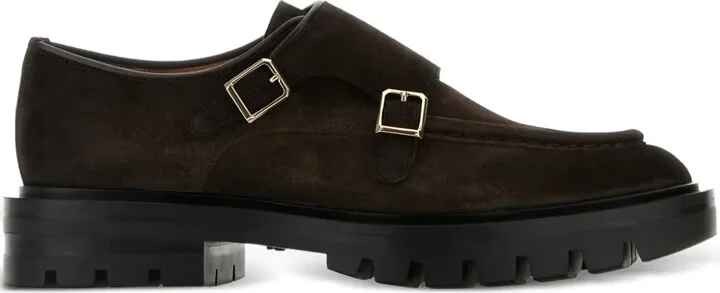 Double-Buckle Suede Monk Shoes