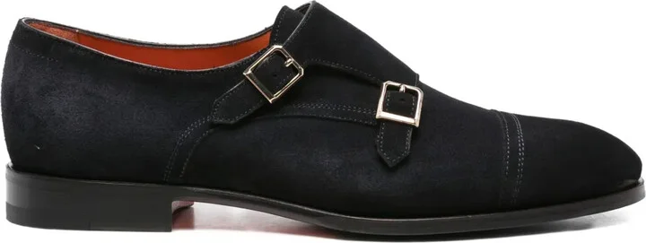 Double-Buckle Suede Monk Shoes