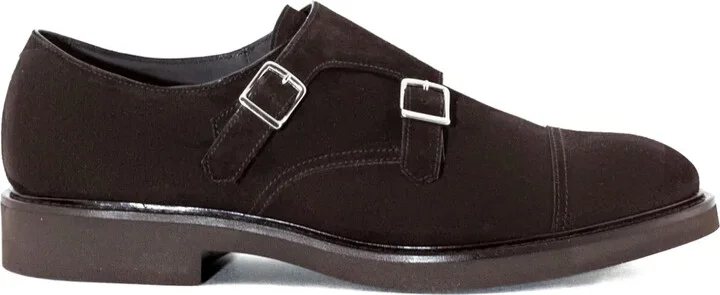 Double-Buckle Suede Monk Shoes