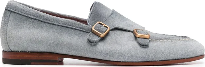 Double-Buckle Suede Monk Shoes