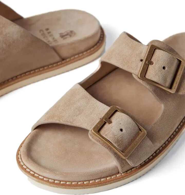 Double-Buckle Suede Sandals - Image 4
