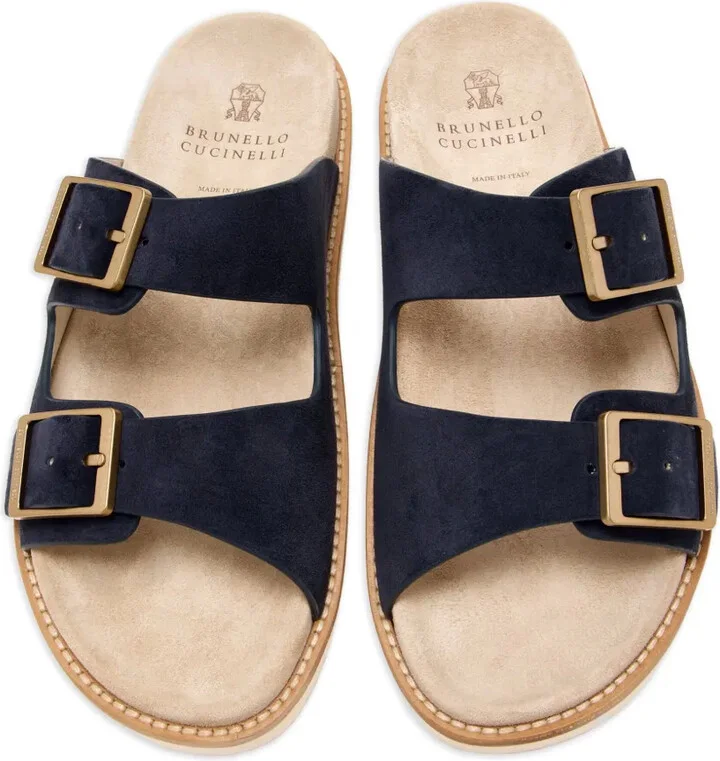 Double-Buckle Suede Sandals - Image 3