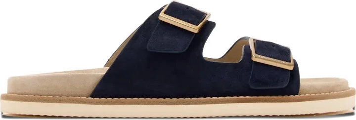 Double-Buckle Suede Sandals