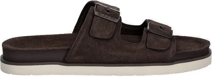 Double-Buckle Suede Sandals