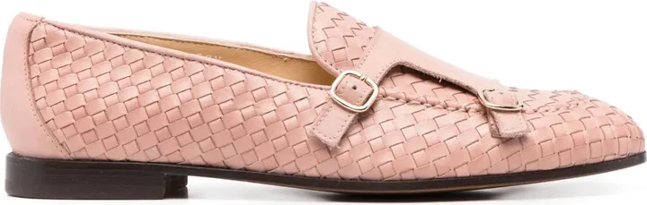 Double-Buckle Woven Loafers