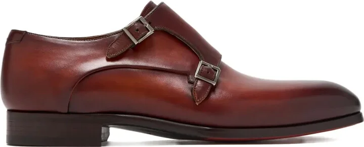 Double-Buckled Leather Monk Shoes