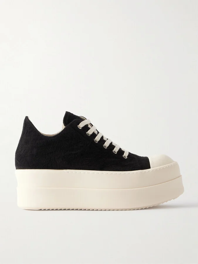 Double Bumper Platform Brushed-Cotton Sneakers