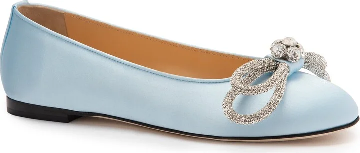 Double Crystal Bow Ballerina Flat