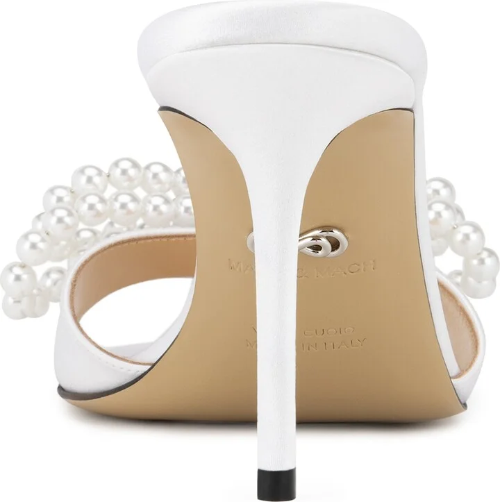 Double Faux Pearl Bow Sandal - Image 4