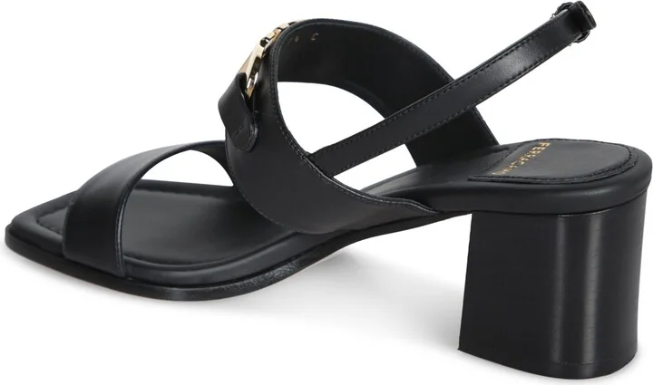 Double Gancio 55 Black Sandals - Image 3