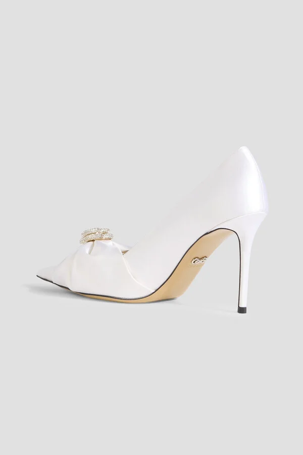 Double Heart crystal-embellished satin pumps - Image 3