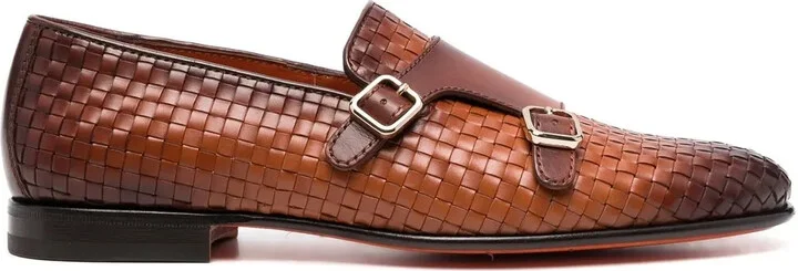 Double-Monk Strap Woven Shoes