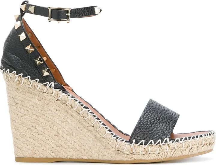 Double Rockstud 95mm wedge espadrilles