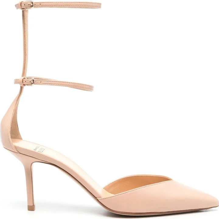 Double-Strap 75mm Leather Pumps