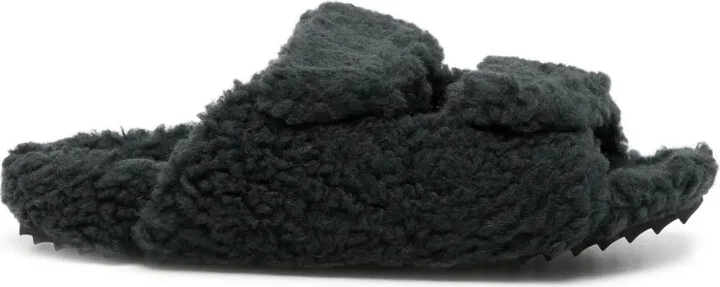 Double-Strap Faux-Shearling Slippers