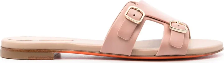 Double-Strap Flat Leather Sandals