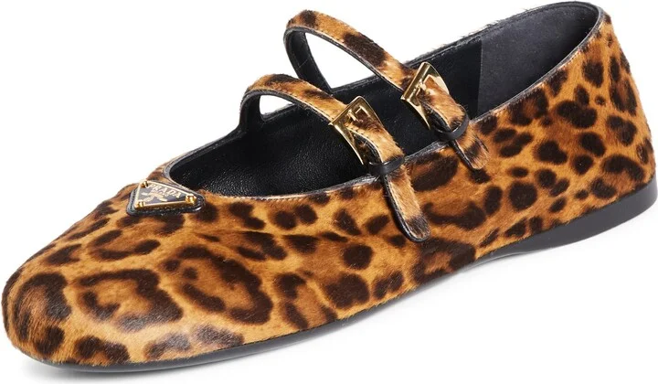 Double Strap Genuine Calf Hair Mary Jane Flat