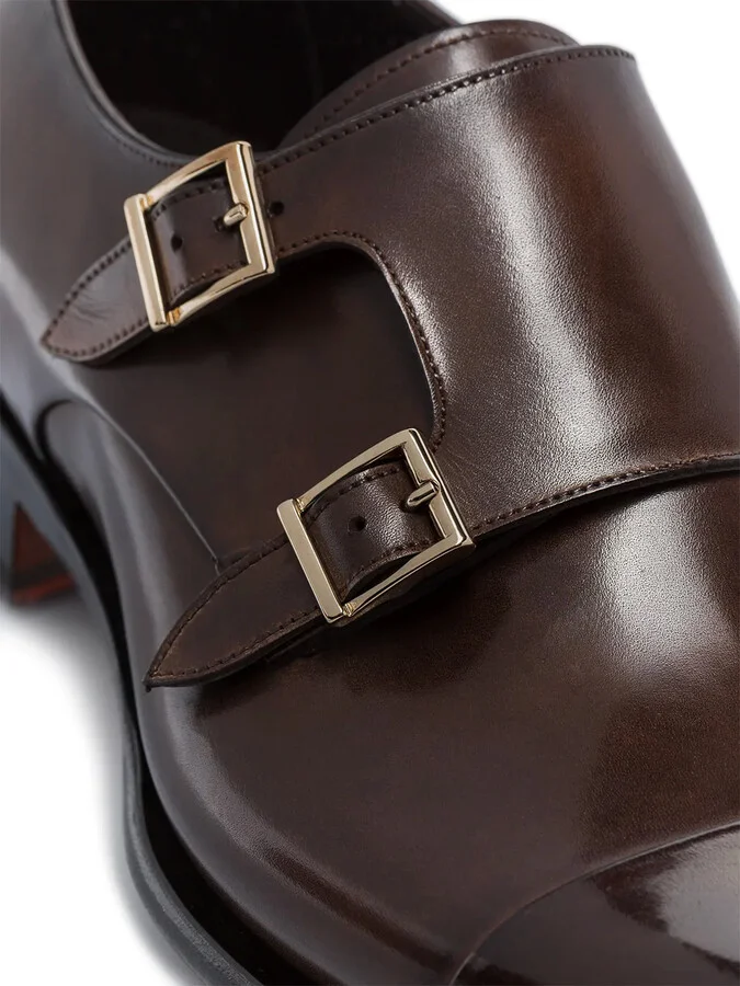 Double Strap Leather Monk Shoes - Image 3