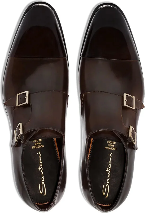Double Strap Leather Monk Shoes - Image 4