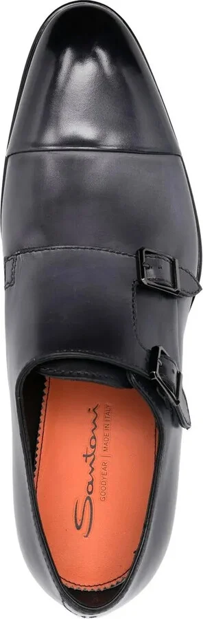 Double Strap Leather Monk Shoes - Image 4