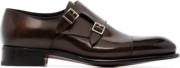 Double Strap Leather Monk Shoes
