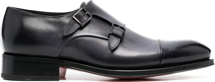 Double Strap Leather Monk Shoes