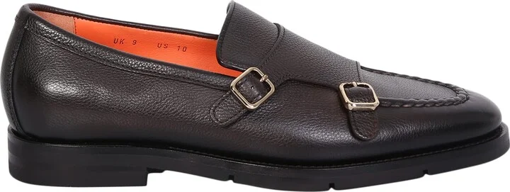 Double Strap Monk Shoes Brown