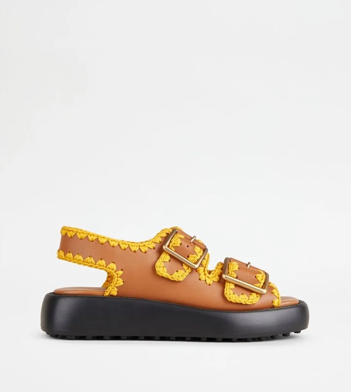 Double Strap Sandals in Leather