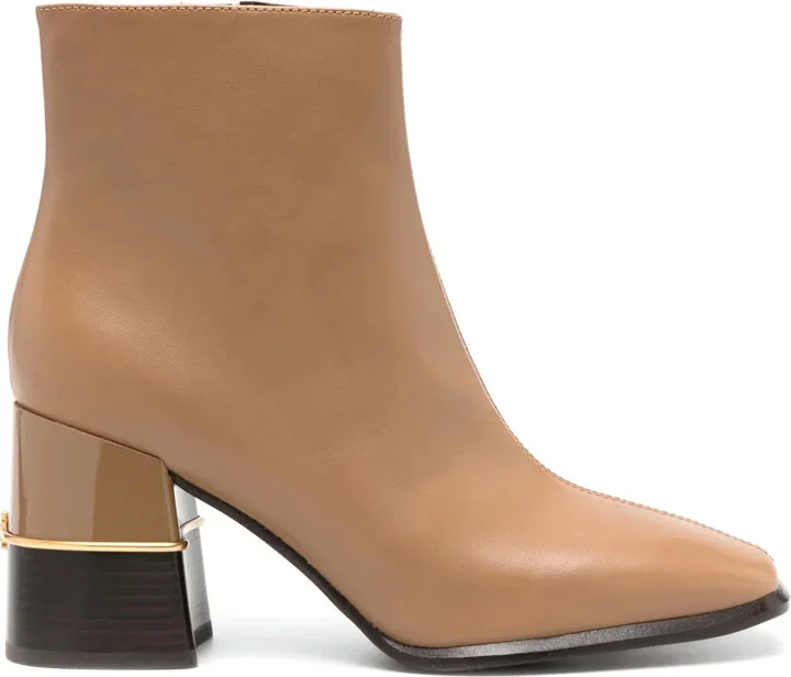 Double T 75mm leather ankle boots