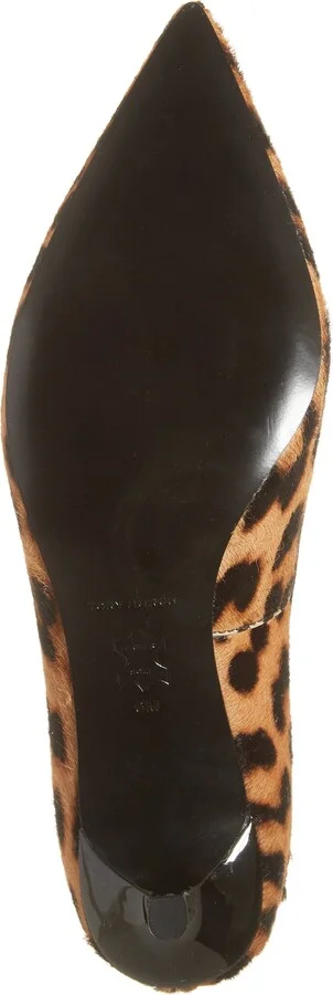 Double T Buckle Genuine Calf Hair Kitten Heel Pump - Image 6