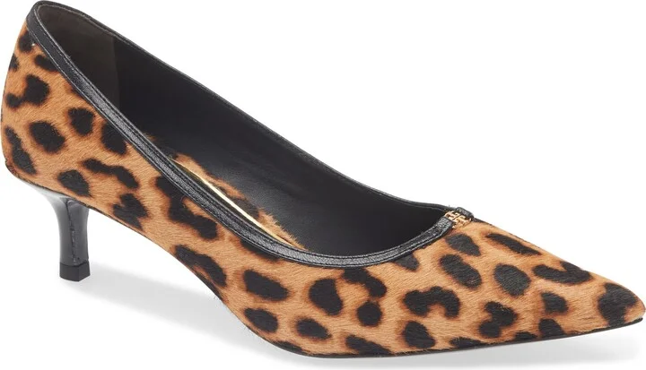 Double T Buckle Genuine Calf Hair Kitten Heel Pump