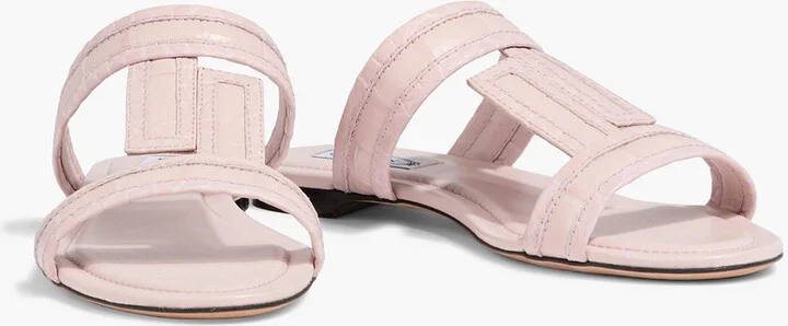 Double T croc-effect leather sandals - Image 2