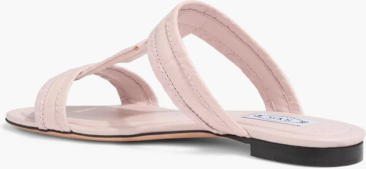 Double T croc-effect leather sandals - Image 3
