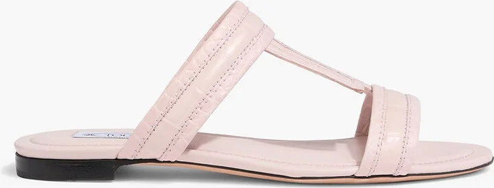 Double T croc-effect leather sandals