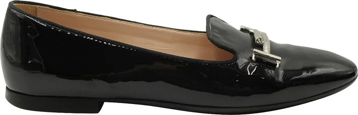 Double T Flats in Black Patent Leather