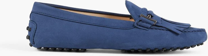 Double T fringed suede loafers