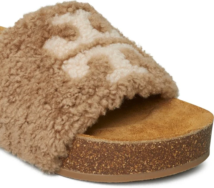 Double T Genuine Shearling Platform Slide Sandal - Image 4
