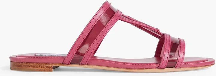 Double T leather and PVC sandals