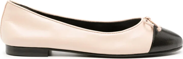 Double-T leather ballerina shoes
