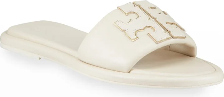 Double T Leather Medallion Slide Sandals - Image 3