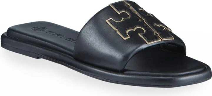 Double T Leather Medallion Slide Sandals - Image 10