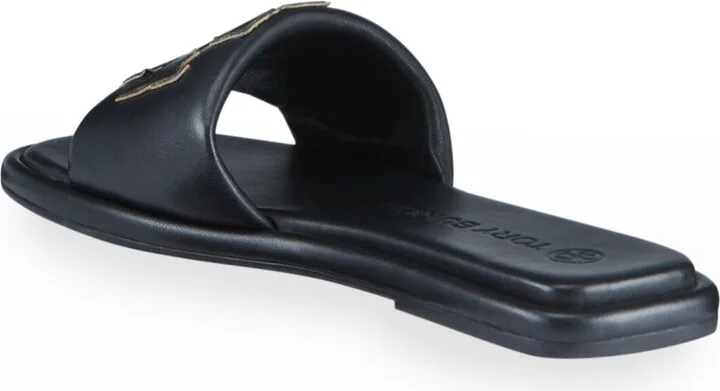 Double T Leather Medallion Slide Sandals - Image 11