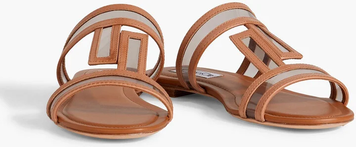 Double T leather-trimmed PVC sandals - Image 2