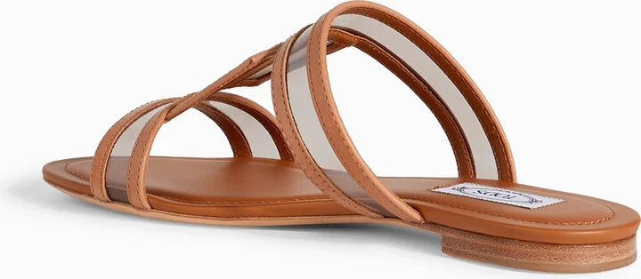 Double T leather-trimmed PVC sandals - Image 3
