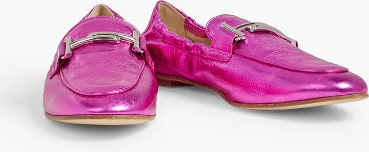 Double T metallic textured-leather loafers - Image 2